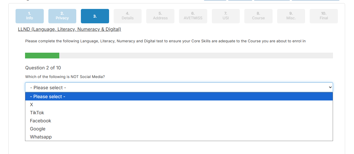 The LLND test offers the ability to provide your students with different options for your questions and answers.